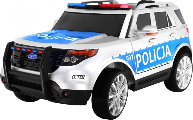 Elektrische politiewagen SUV voor kinderen op batterij met sirenes, verlichting, megafoon en afstandsbediening