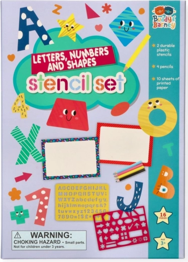 Buddy & Barney creatieve sjablonen voor letters, cijfers en vormen met kleurpotloden
