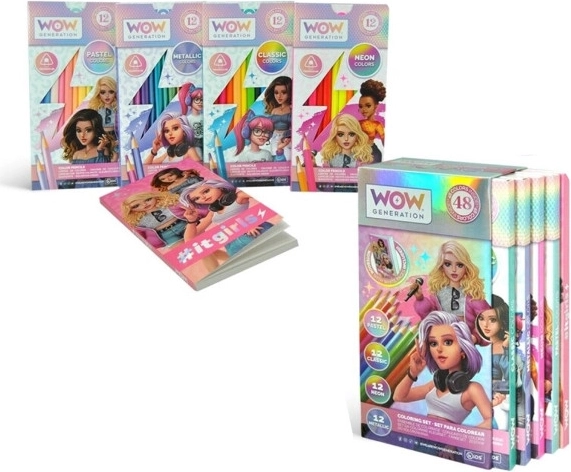 Set schrijfwaren – pastel-, klassieke, neon- en metallic kleurpotloden + schrift