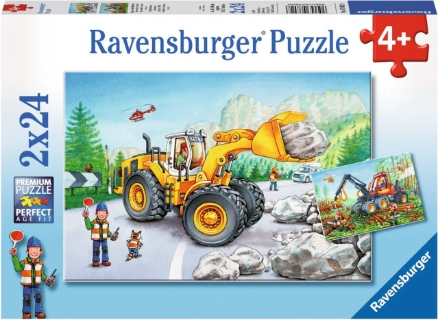 RAVENSBURGER Puzzel Zware techniek in actie 2x24 stukjes