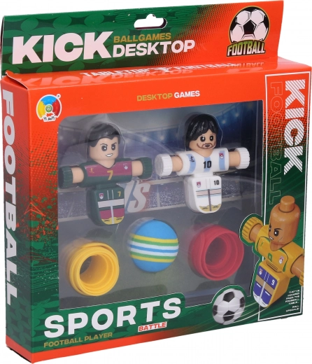Voetbal schietset met figuren en bandjes 7 cm, 5 stuks