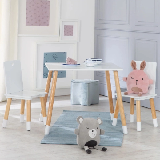 Roba kindertafel met 2 stoelen wit/natur
