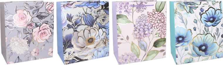 Cadeautas van papier S 18 × 23 × 10 cm – bloemendesign, het hele jaar door