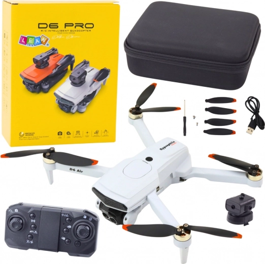 Drone D6 Pro met camera en LED-verlichting, bediening via app – Lichtgrijs