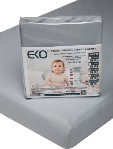 EKO hoeslaken van jersey met elastiek grijs 120 × 60 cm