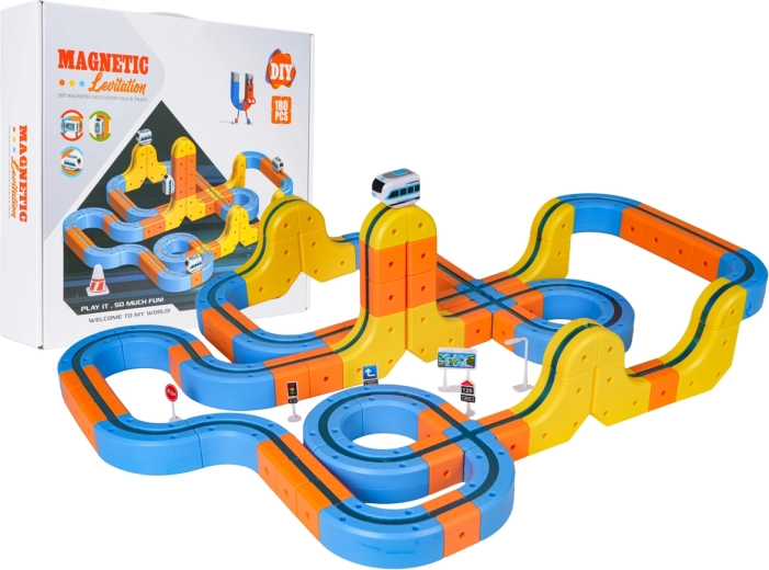 Magnetische kleurrijke antizwaartekrachtbaan met treintje – 180 onderdelen