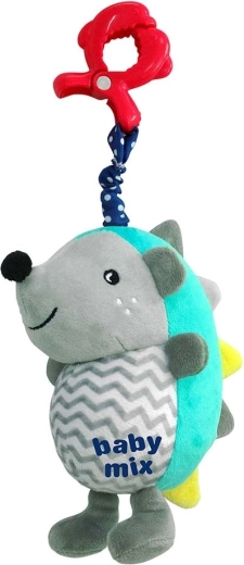 Pluche egel met geluid en clip BABY MIX, blauw‑grijs