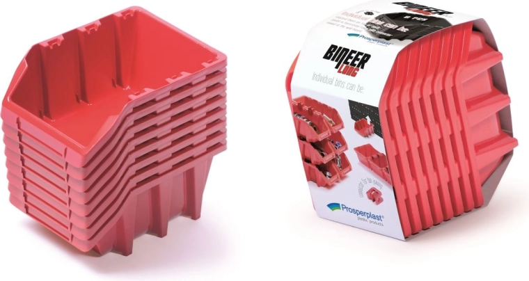 Set Bineer Long opbergdozen, 8 stuks, rood