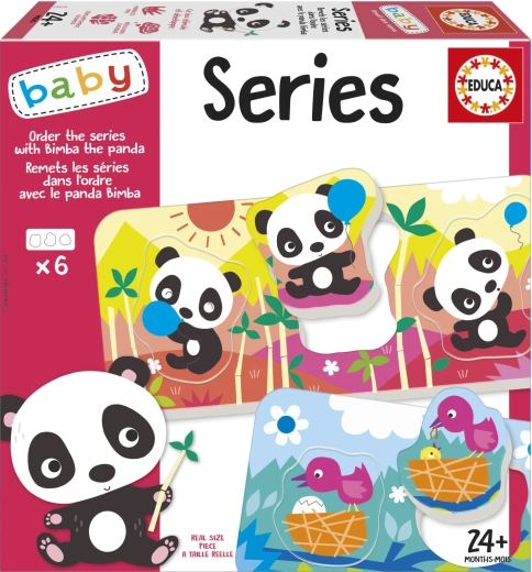 Educa Baby inlegpuzzel Panda Bimba en vrienden, 6 puzzels van 3 stukjes
