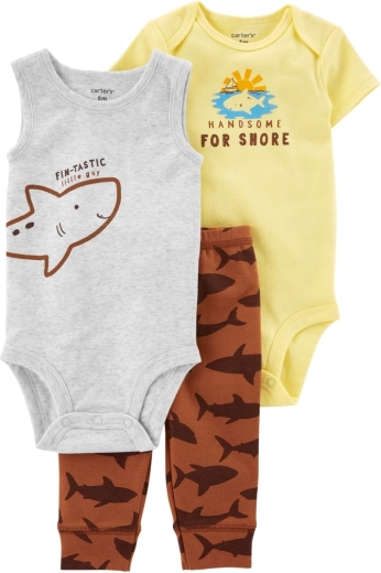Carter's 3-delige set voor jongens Brown Shark – joggingbroek en 2× romper – 3m