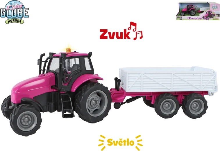 Kids Globe Horses tractor met aanhanger met lichten en geluiden
