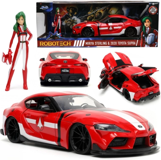 Metalen model ROBOTECH: Miriya Sterling & Toyota Supra 2020 1:24 met figuur