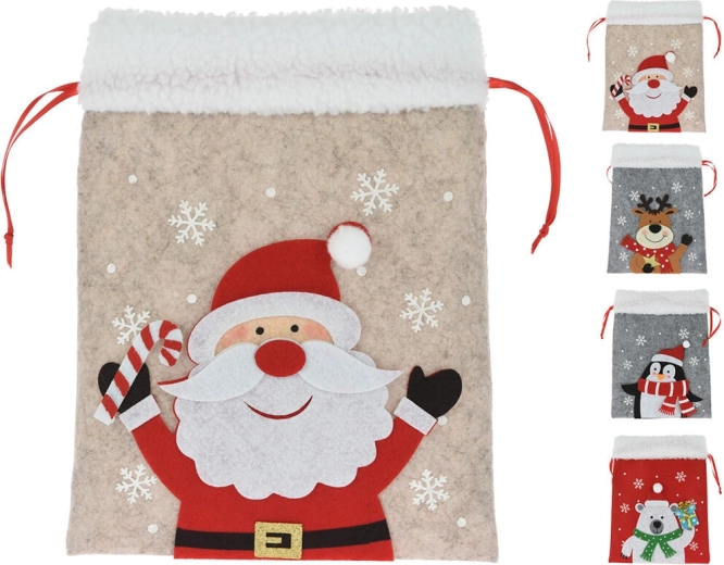 Kerstvilten zak met opdruk 26 cm