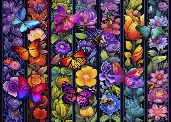 Bluebird puzzel Bloemen en vlinders 500 stukjes