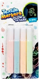 Textielstiften die in het donker gloeien – set van 4 stuks