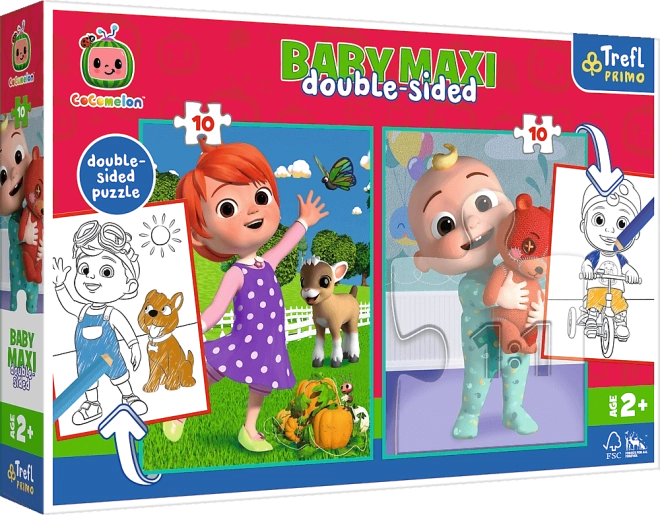 Dubbelzijdige puzzels COCOMELON – vrienden, TREFL Baby Maxi 2×10 stukjes