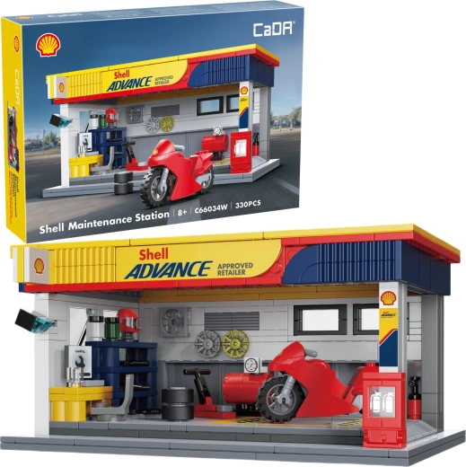 CaDA Shell servicestation – bouwset met 330 onderdelen
