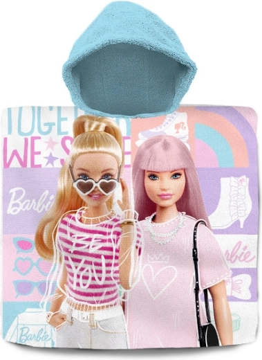 Kinderbadponcho met capuchon BARBIE van katoen