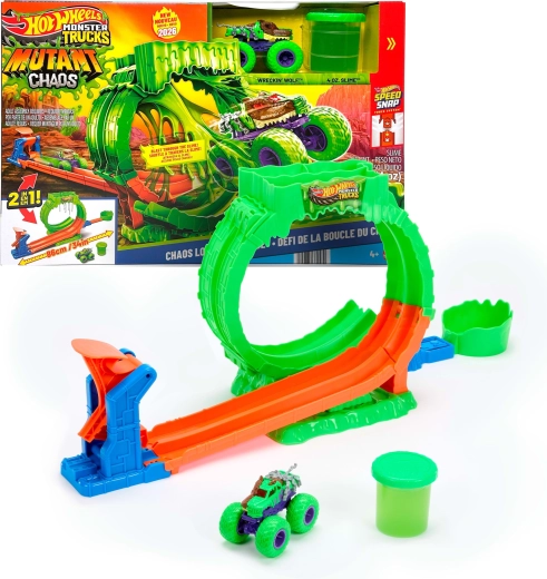 Hot Wheels Monster Trucks Mutant Chaos uitdaging: chaoslus met slijm en autootje Wreckin' Wolf