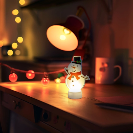 LED-decoratie sneeuwpop met warm wit licht op batterijen
