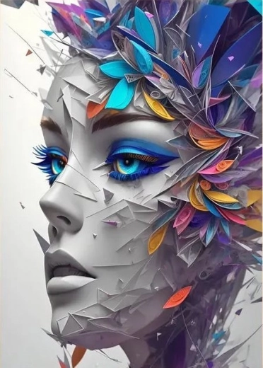 Diamantschilderen – abstract portret van een vrouw 30 × 40 cm