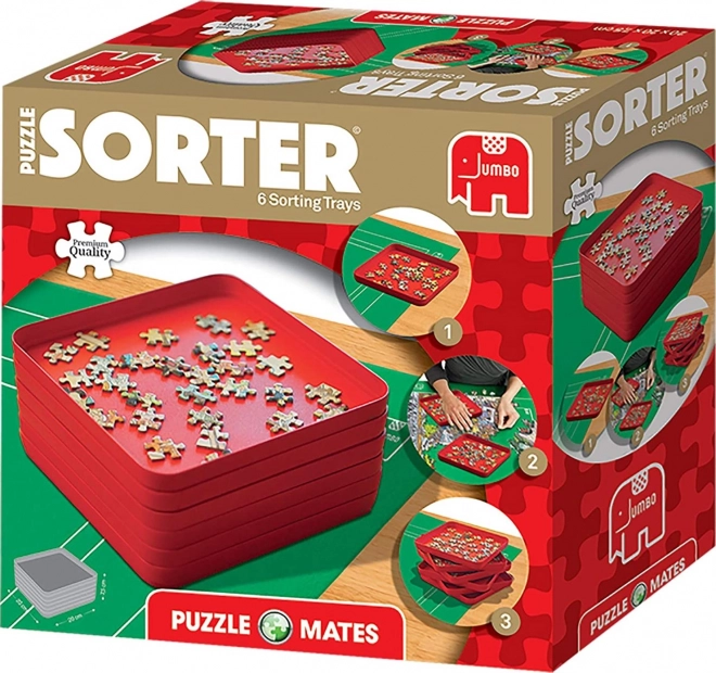 Set sorteerschalen voor puzzels – 6 kommen, rood, 20 × 20 cm JUMBO PUZZLE MATES