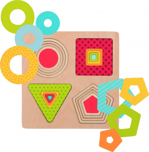 Goki meerlaagse inlegpuzzel geometrische vormen 4-in-1