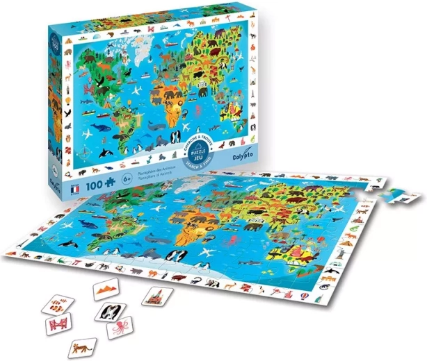Sentosphere puzzel wereldkaart met dieren
