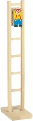 Houten clown op een ladder
