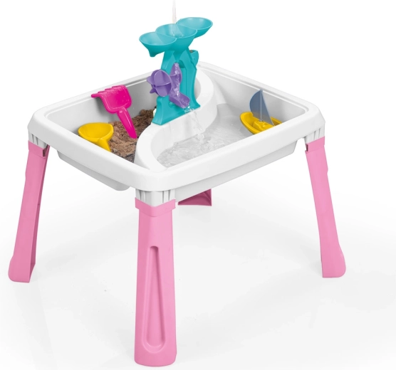 Speeltafel 3-in-1 voor water, zand en tekenen (wit-roze)