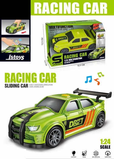 Groene raceauto met licht- en geluidseffecten 16 cm