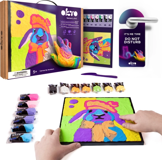 Okto konijntje – creatieve set voor schilderen op canvas 30 × 30 cm