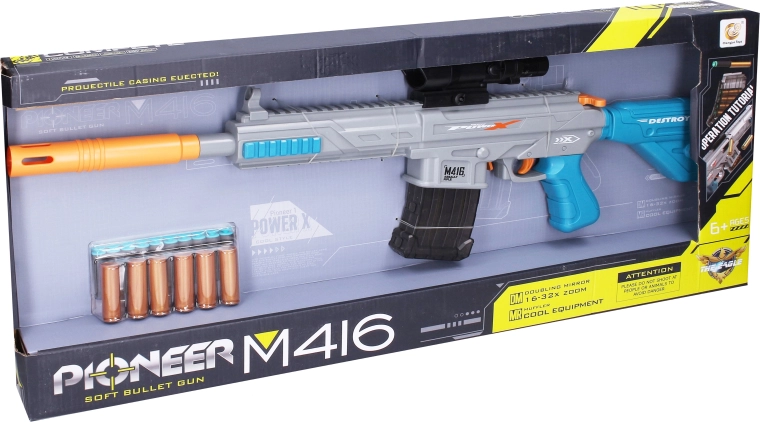 Pioneer M416 geweer met schuimrubberen kogels en hulzen