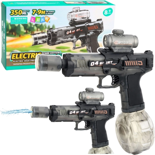 Elektrisch waterpistool, zwart, bereik 7–9 m, reservoir 350 ml
