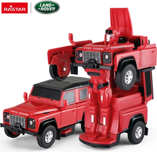 Metalen auto en robot 2-in-1 Land Rover Defender RASTAR 1:32 rood