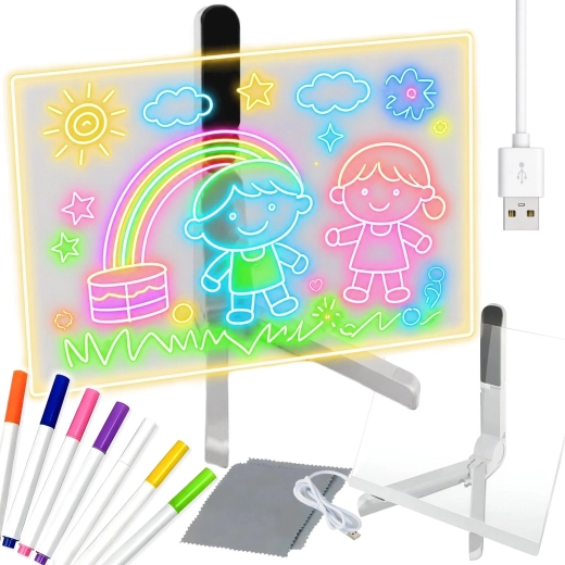 Creatief LED-schrijf- en tekentablet RENEW FORCE met 7 stiften