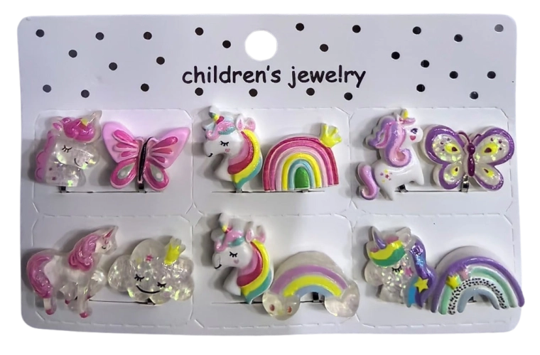 Pink set kinderoorbellen met eenhoorns - 6 paar