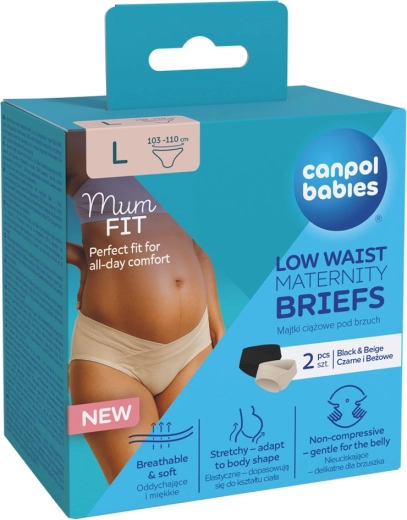 Canpol Babies zwangerschapsbroekje MumFIT met lage taille, maat L, 2 stuks