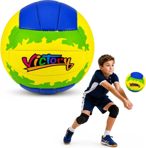 Trainingsvolleybal Victory geel-blauw maat 5 (22 cm)