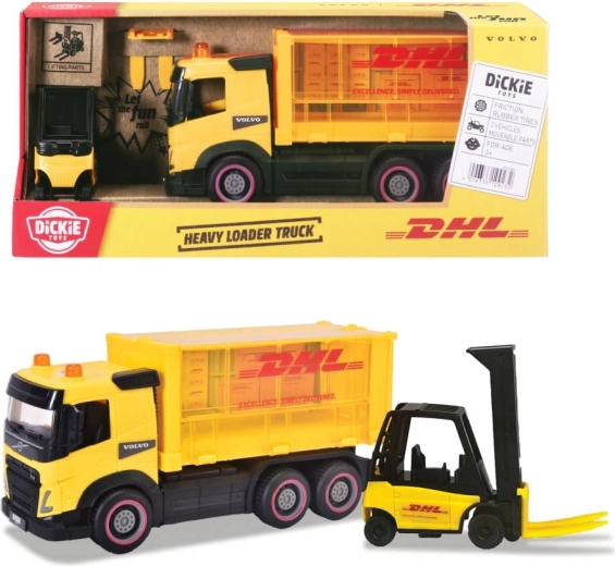 Volvo FM-vrachtwagen DHL met vorkheftruck