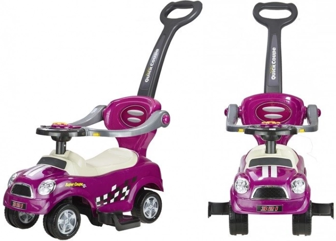 Rijauto met duwstang coupe paars