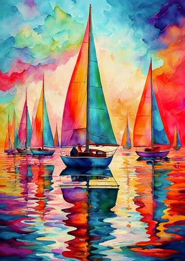 Enjoy puzzel kleurrijke zeilboten 1000 stukjes