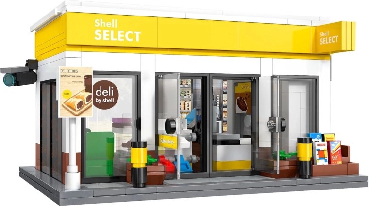 CaDA Shell Select tankstation bouwset op schaal 1:30