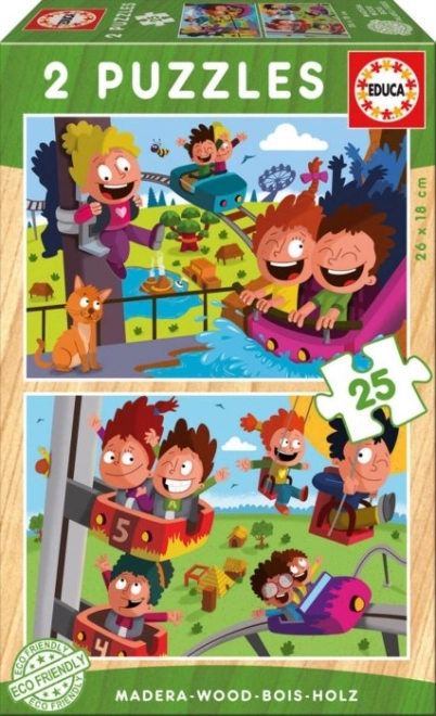 Houten puzzel Pretpark 2x25 stukjes van Educa