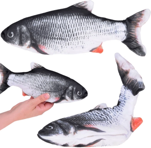 Interactieve pluchen vis met bewegende staart, USB, 25 cm