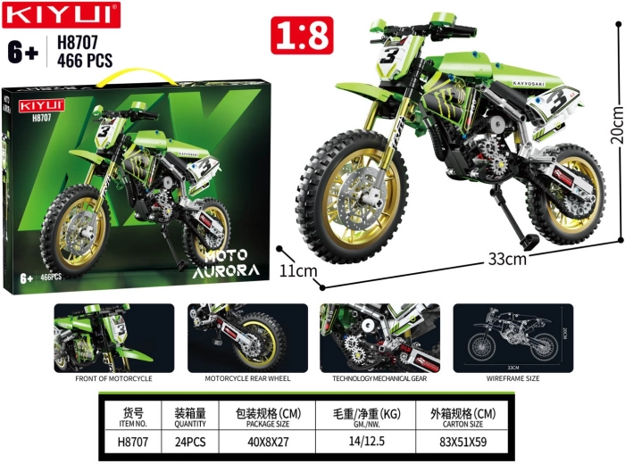 Bouwset groene motorfiets 466 onderdelen