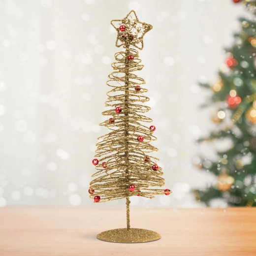 Glanzende metalen kerstboom rood 28 cm