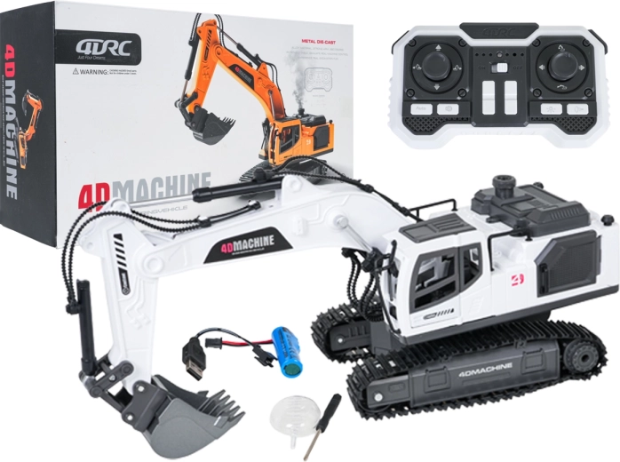 R/C rupsgraafmachine op afstandsbediening met rook, licht en geluid wit