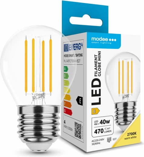 LED-lamp Modee Filament Globe Mini G45 4 W E27, 430 lm, warm wit