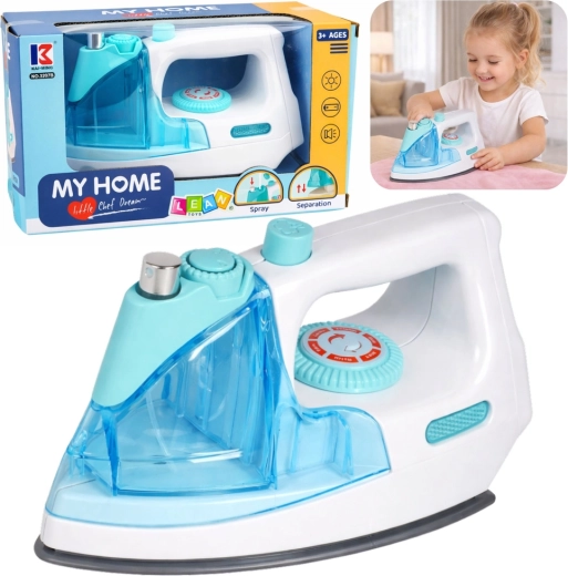 Kinderstrijkijzer met sproeier, licht en geluid – blauw